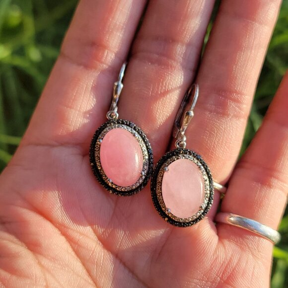 Absolutely stunning rare rose quartz black spinel diamond 925 sterling silver ea - Picture 15 of 16